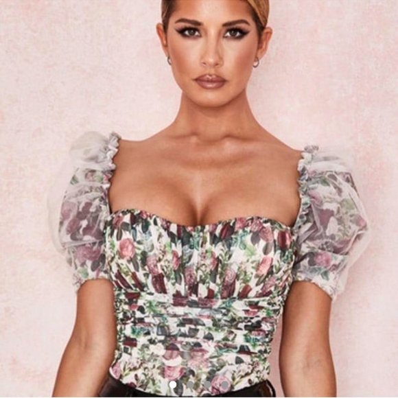 House of CB Nina Floral Mesh Bodysuit - Picture 1 of 8